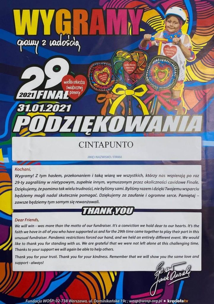 Podziękowania Cintapunto 31-01-2021